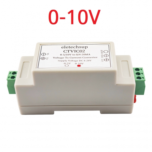 CTVIC02 (0-10V) Industrial Grade Voltage to Current Transmitter 0-5V/0-10V to 4-20mA/0-20mA V/I Linear Converter DAC to Current Din Rail Shell