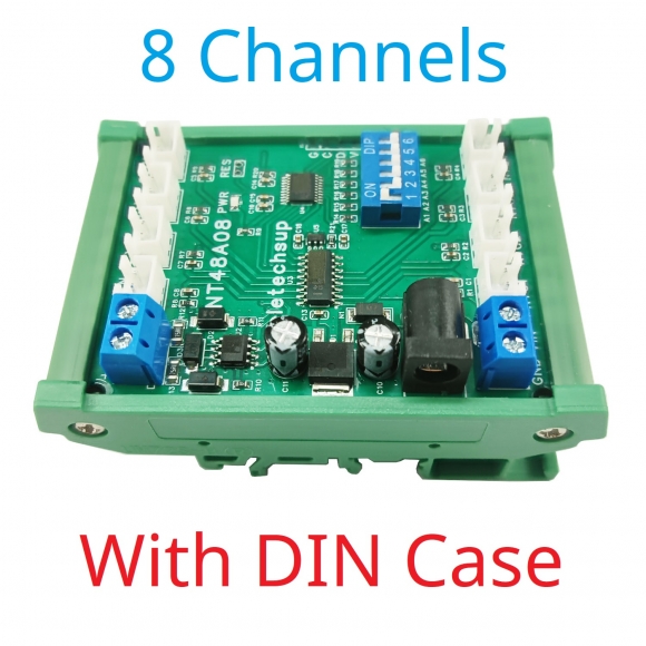 NT48A08 (8CH With DIN Case) DC 12V 24V 8-32CH RS485 NTC Temperature Collector PLC Analog Acquisition Board Resistance Meter Passive switch on/off detection