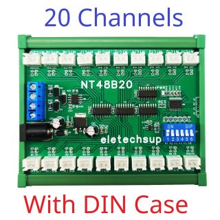 NT48B20 (20CH With DIN Case) DC 12V 24V 8-32CH RS485 NTC Temperature Collector PLC Analog Acquisition Board Resistance Meter Passive switch on/off detection