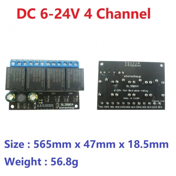 SL35B04 (12V 4 channel)5V-24 1-4CH Flip-Flop Relay Module Bistable Self-locking Trigger Time Switch Turn on/off PLC Board