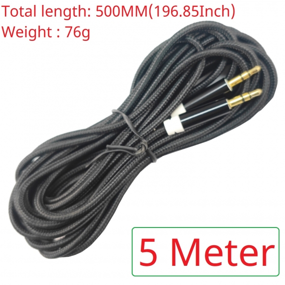 TB467 (5M Cable) 3.5MM Male to Male Aux Audio Cable Gold Plating Copper Core Wire For 7.83HZ Schumann Resonance Signal Generator and Antenna