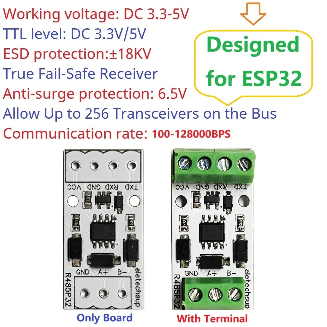 New R485P32 ESP32 RS485 Interface Expander Smart Home IOT DIY Master-Slave Module 485 TO TTL 232 Converter for Solar inverters Smart Meters