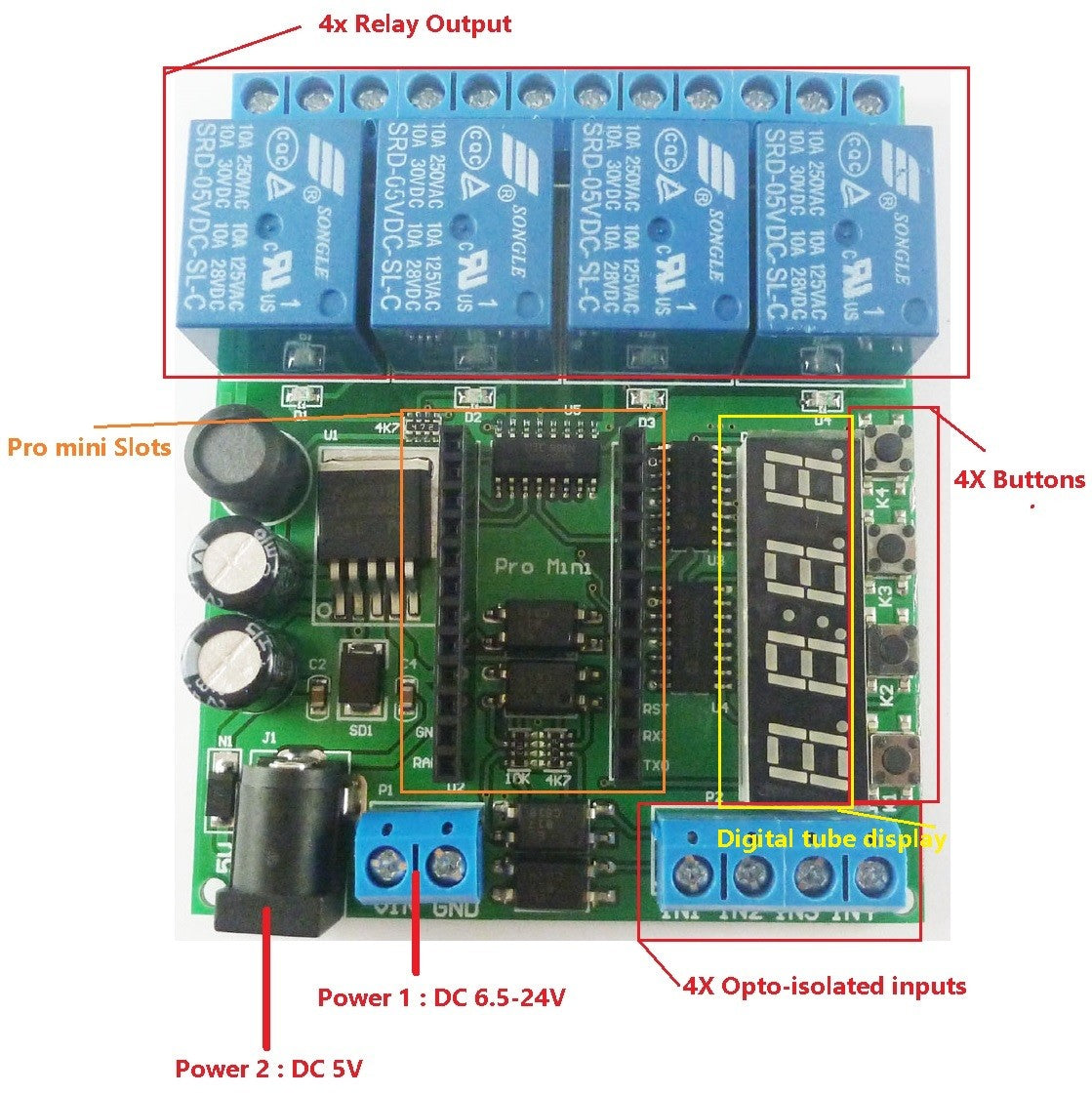 IO22C04 5V 12V 24V Pro mini PLC Board for Arduino LED Cycle Delay Timing Timer Relay diy