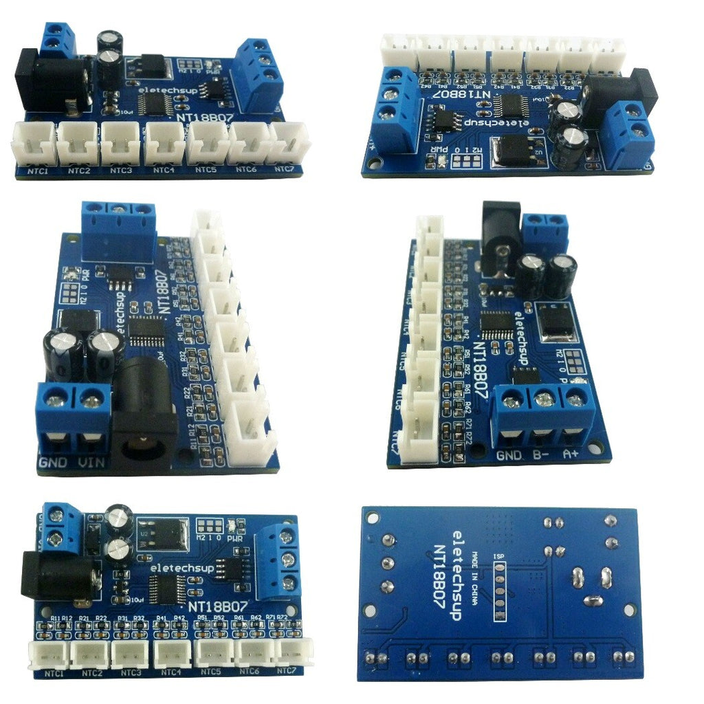 NT18B07 7CH DC12V RS485 10K NTC Thermistor Temperature Sensor Module Modbus Rtu UART PLC TB438 TB439