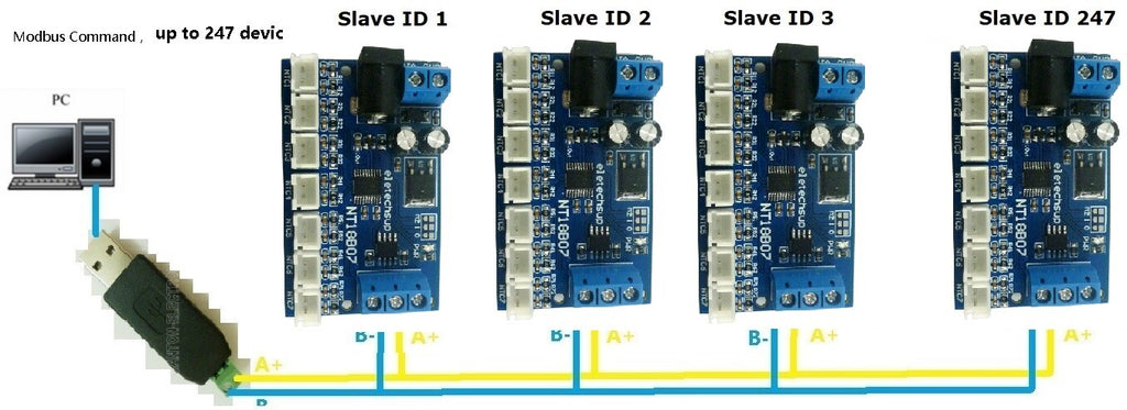 NT18B07 7CH DC12V RS485 10K NTC Thermistor Temperature Sensor Module Modbus Rtu UART PLC TB438 TB439