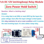 LR12A01 DC12V Magnetic Latching Relay Module Bistable Self-locking Flip-Flop Board