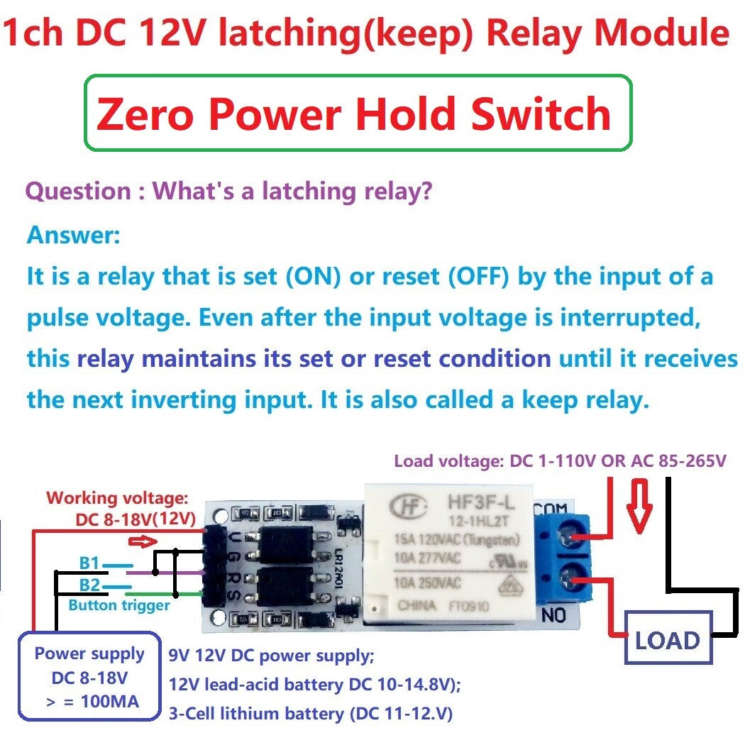 LR12A01 DC12V Magnetic Latching Relay Module Bistable Self-locking Flip-Flop Board