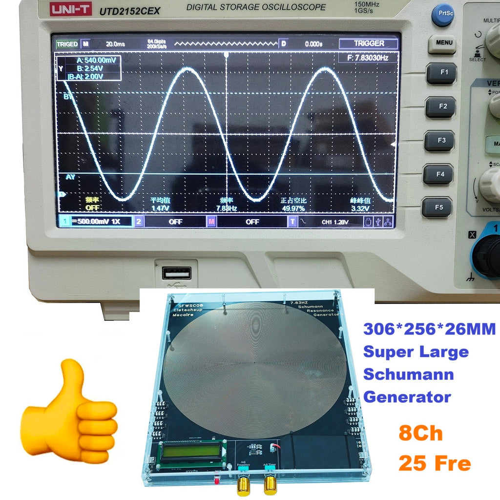 SFWSC08 8CH 250mm Schumann Resonance Generator – 25 Frequencies 7.83Hz Sleep Aid Device with 0.01-100000Hz Adjustable for Meditation Relaxation