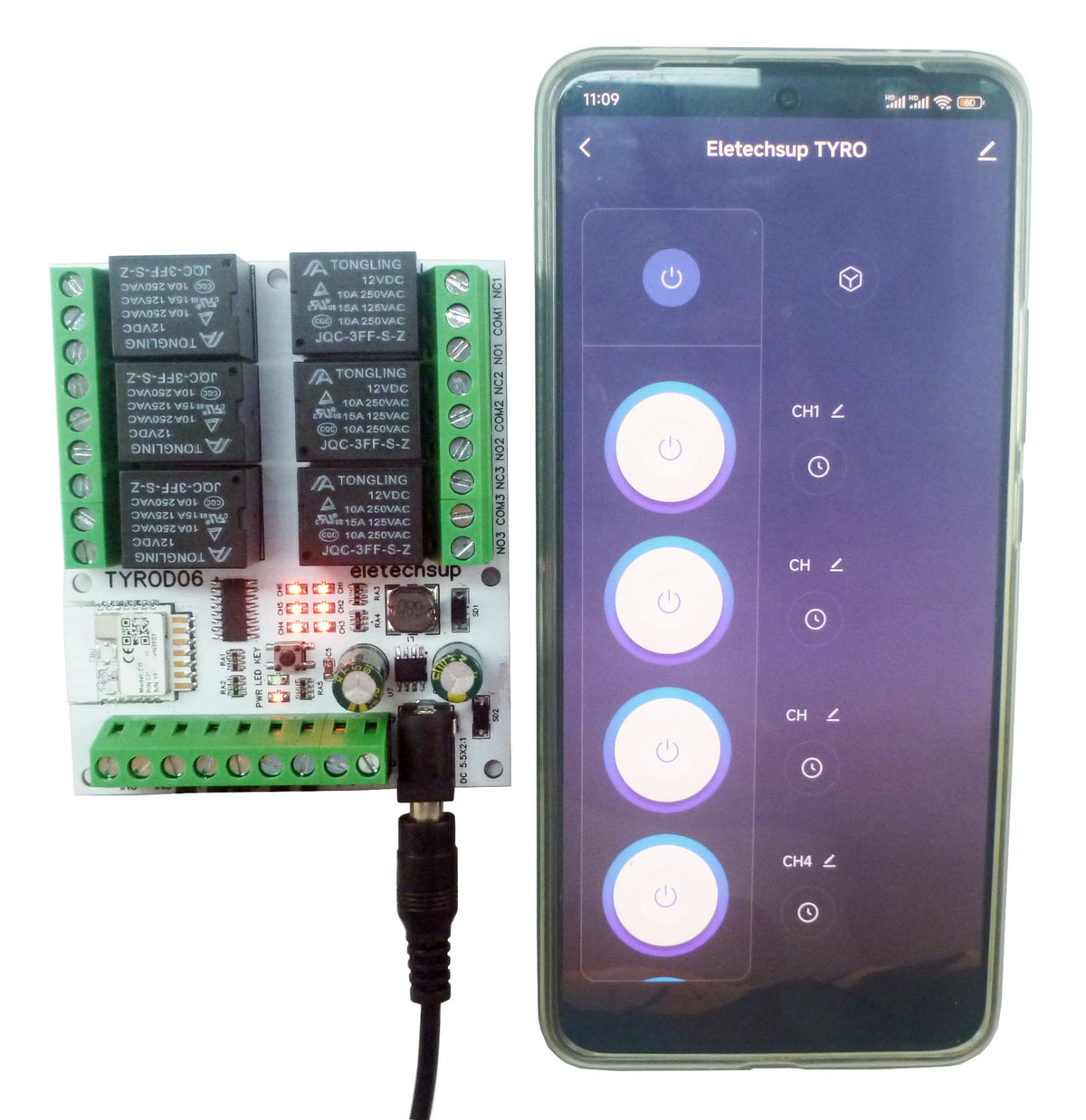 TYROD06 6CH WiFi Smart Relay Module – DC 5V/12V/24V 6DI 6DO 10A IoT Switch with Tuya APP Remote Control for Home Automation