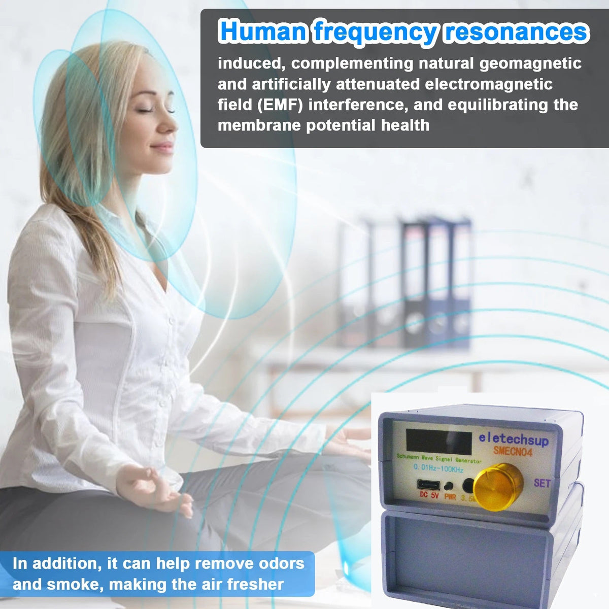 SMECN04 0.01-100kHz Schumann Resonance Generator – 7.83Hz Pure Sine Wave Sleep Aid Device for Relaxation Meditation Stress Relief