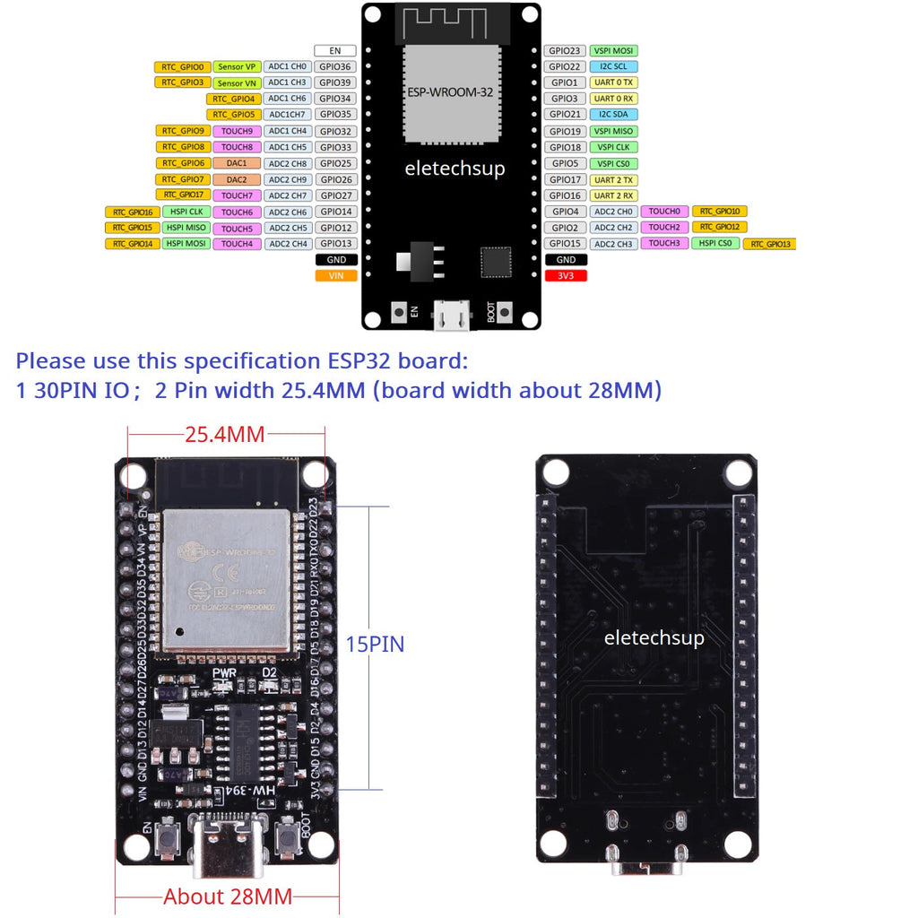 eletechsup ES30485 ESP32 RS485 DIN Rail Mount PLC Data Acquisition Board DC 7-30V Wide Voltage WiFi BT IOT MQTT Module