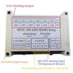 N4A4I06 4AI-4DI-6DO NTC Temperature Collector – 14CH RS485 Modbus RTU PLC IO Expansion Board with 10A Relay Output for Industrial Automation