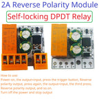 2A DPDT Relay Module – Motor Forward Reverse Self-Locking Controller with Pluggable Terminal for DC Polarity Reversal & Bistable Control