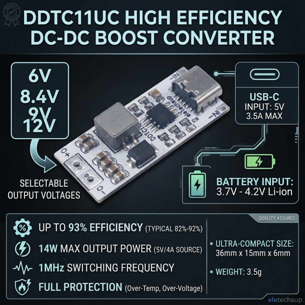 DDTC11UC 14W Type-C 5V to 6V 8.4V 9V 12V Step-Up DC-DC Boost Converter Voltage Regulator Module for DIY Arduino Mobile Charger