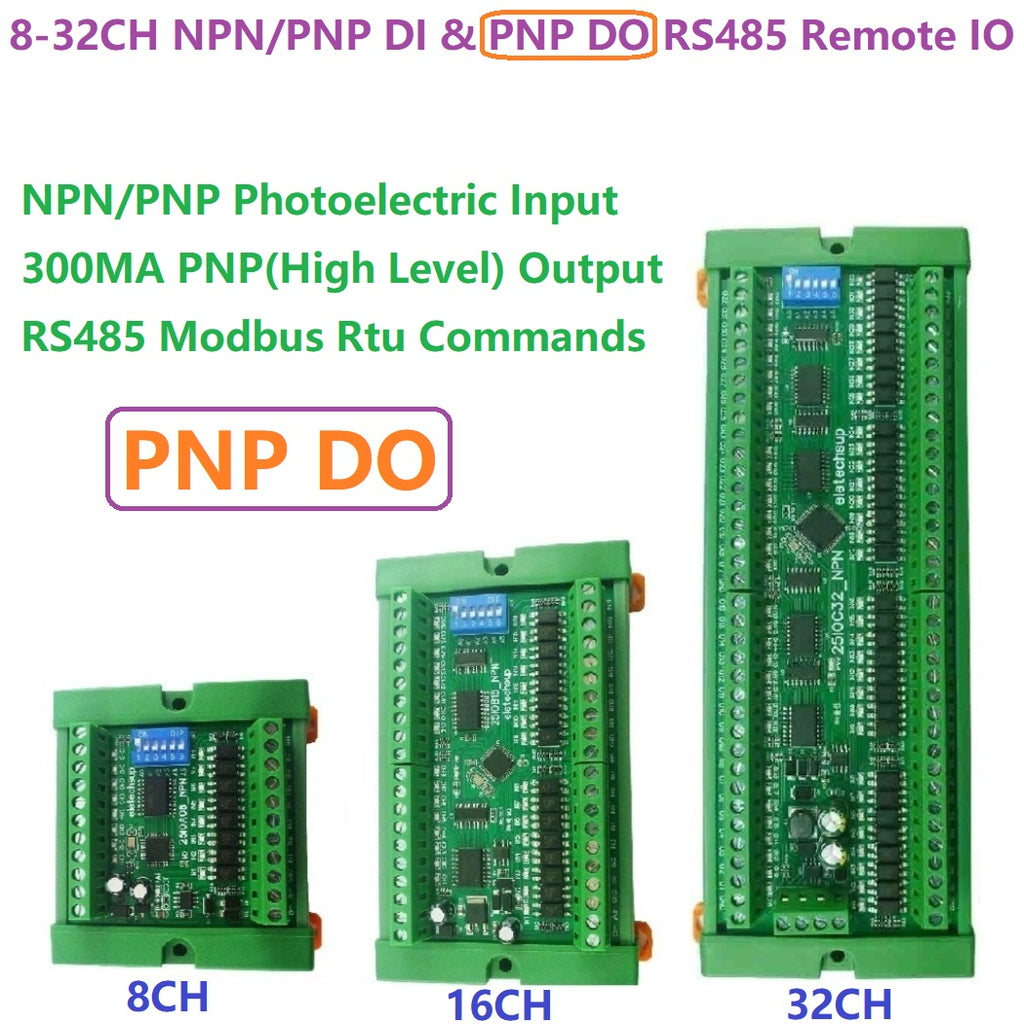 Modbus RS485 Remote IO Module – DMOS PNP Output & NPN/PNP Input Expansion Board 8/16/32 Channels for PLC Industrial Automation 25IOA08 25IOB16 25IOC32