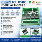 Multifunctional 4DI 4DO RS485 Remote Control Switch Watchdog Relay Board Wired Remote IO Pulse Counter Module Modbus RTU N4CRB04