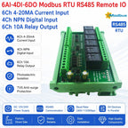 N4I6N06 DC 12V 24V 6CH 0-20MA 4-20mA Analog Input 4CH NPN Digital Input 6CH 10A Relay Output RS485 Modbus RTU IO Module
