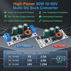 ND9024TA DC 10V-90V to 24V 12V 5V 2.5A Buck Module High Voltage Regulator for Electric Vehicle Battery Solar System Power Supply Converter