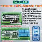 ESP32 38PIN IO Expansion Board ES32A08 Relay ES33B08 Opto-isolated Input 4x 0-10V 4x 4-20MA Digital Tube Display Automation