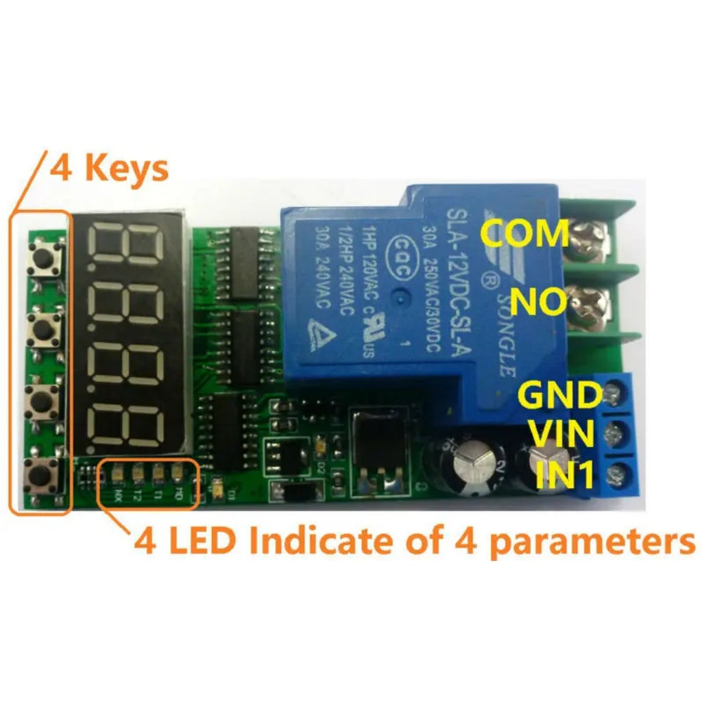 IO23C01 8CH 30A High Power Relay Module – DC24V Multifunction Timer Delay Switch for PLC Motor Pump LED Control & Equipment Test