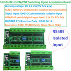 24DIA16 24DIB32 24DIC48 16-48CH Digital Input Module – NPN/PNP Switch PLC IO Expansion Board with 3000VDC Isolation RS485 Modbus RTU