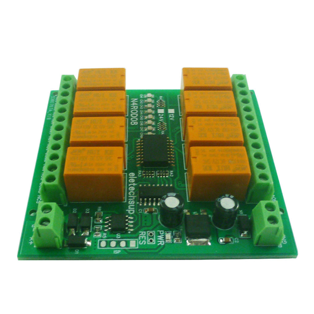 N4ROD08 8CH Modbus RTU RS485 Relay Module – 3A Multifunction DIN Rail Controller with 8 Commands for PLC HMI Smart Home
