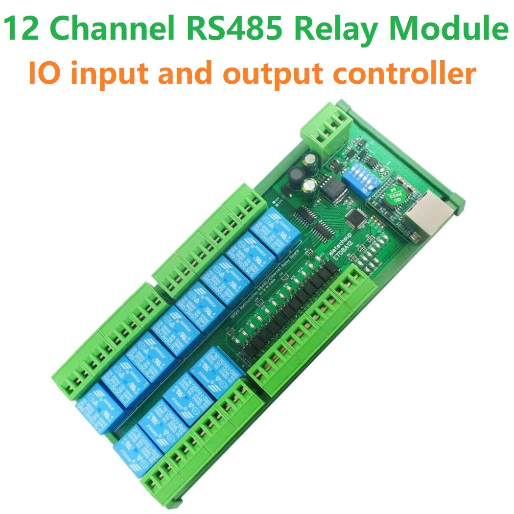 ETD8A12 12-Channel Modbus Relay Module – 2-in-1 Ethernet/RS485 Network Controller with 12 DIO for PLC PTZ Camera LED Automation