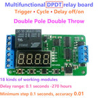 DR42A01 Dual CH 12V DPDT Delay Relay Module – 18-Mode 0.01s Timer for Stereo Audio Polarity Reversal PLC Control