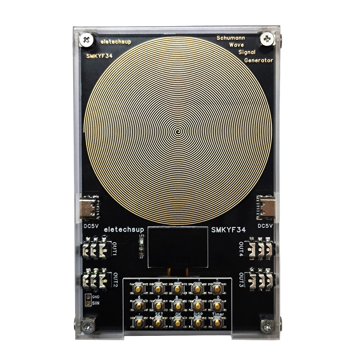 SMKYF34 4CH 0.01-500KHz High-Precision 7.83 Resonance Generator Ultra Low Frequency OLED Generator Resonator Meditation Sleep Aid Device