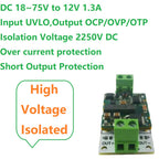 DDIS12TD 36V 48V 60V to 12V 1.3A Isolated DC-DC Converter – 18-75V Step-Down Regulator Module with Isolation Protection for E-Bike Solar UPS