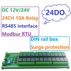 N4DOJ24 24CH RS485 Modbus RTU Relay Module DC 12V 24V PLC IO Expansion Board DIN Rail Mount Controller for Industrial Automation Motor