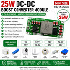 DD0324PW 25W DC-DC Boost Converter Module 3.7V 4.2V 5V Input to 5V 8.4V 12V 12.6V 15V 16.8V 21V 24V Voltage Regulator