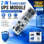 NDUP1APA 15W 2-in-1 UPS Module – 5-24V Uninterruptible Power Supply with 3.7V/4.2V Li-ion Battery Charger & Booster for Router PLC IoT