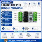 OP62A02 Eletechsup 2CH 10MHz High Speed Photoelectric Isolation Module 5000Vrms 3.3V 5V NPN PNP Level Converter for Arduino ESP8266
