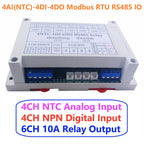 N4A4I06 4AI-4DI-6DO NTC Temperature Collector – 14CH RS485 Modbus RTU PLC IO Expansion Board with 10A Relay Output for Industrial Automation