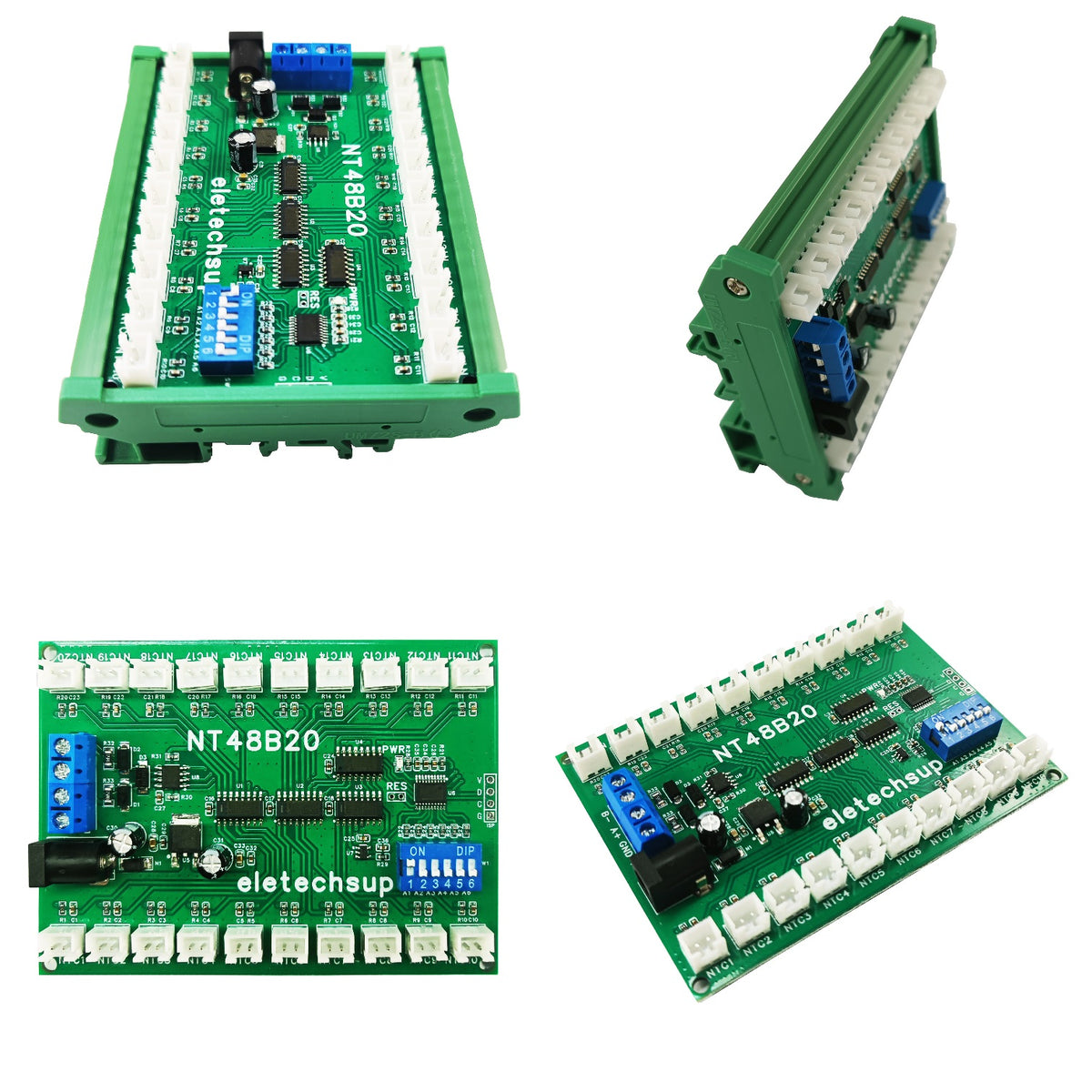 NT48A08 NT48B20 NT48C32 8-32CH RS485 Temperature Collector – Modbus RTU AI Remote IO Module with 10K B3950 NTC Sensor for PLC SCADA