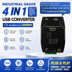 UD422D4 Industrial USB-C to RS485 RS422 RS232 TTL 4-in-1 Converter 2.5KV Isolation Surge Protection, UART Serial Adapter for PLC