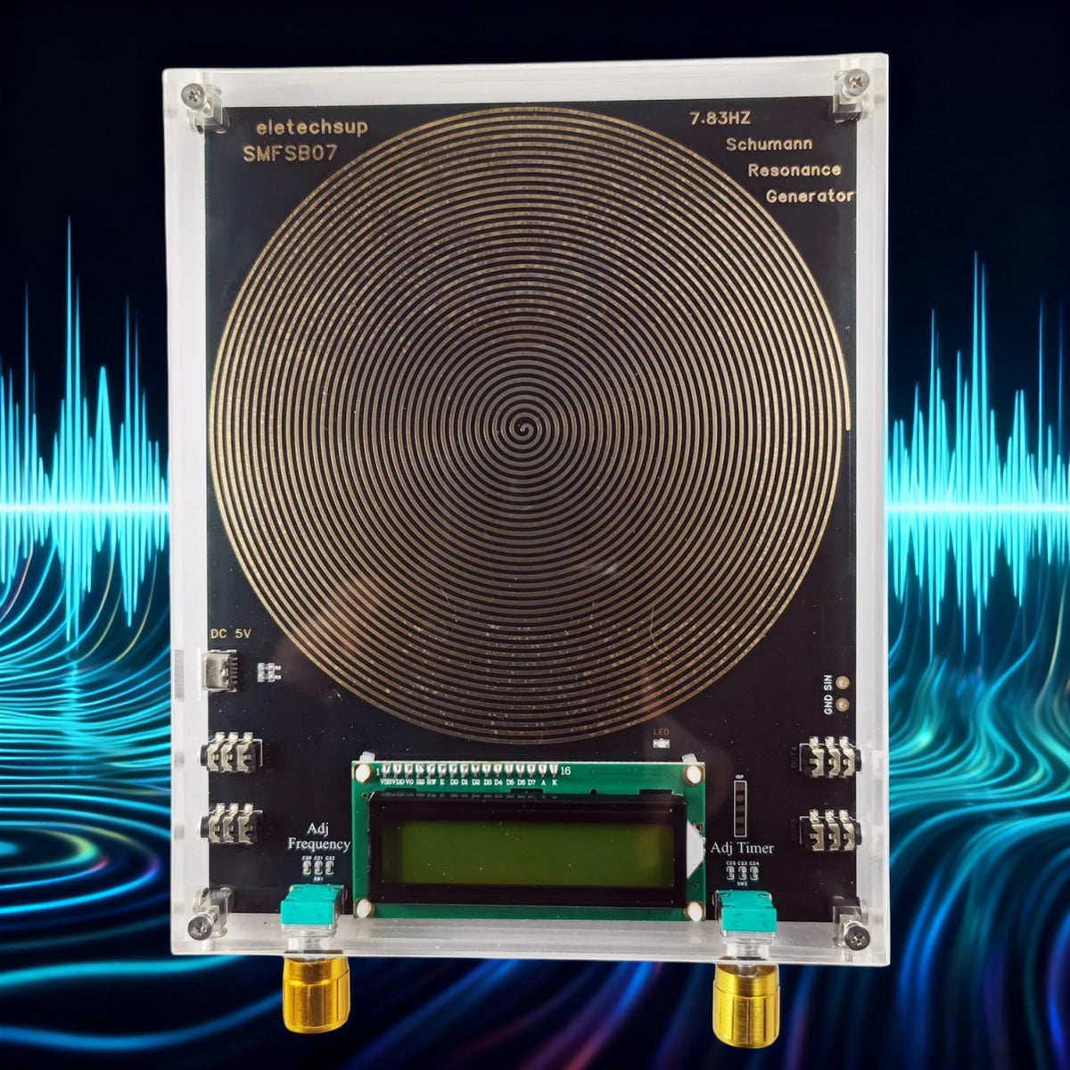 SMFSB07 4-Channel Schumann Resonance Generator – 0.01-100kHz Adjustable Pure Sine Wave with 150MM Onboard Antenna & Cycle Timer for Sleep Aid Meditation