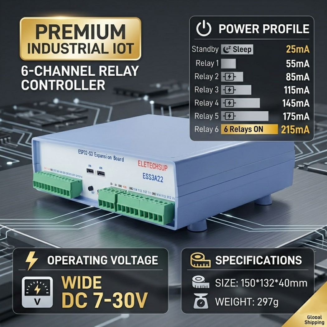 ESS3A22 ESP32-S3 RS485 WiFi Relay Module 4-20mA 0-10V Analog Input Smart Home PLC Controller