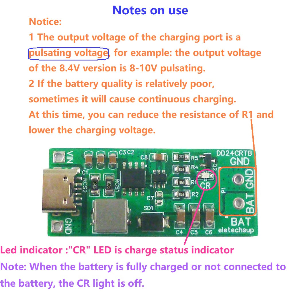 DD24CRTB 2-6S Type-C Boost Charger Module – 5V to 8.4V/12.6V/16.8V/21V/25.2V for 7.4V-22.2V Li-ion LiPo 18650 Battery Pack