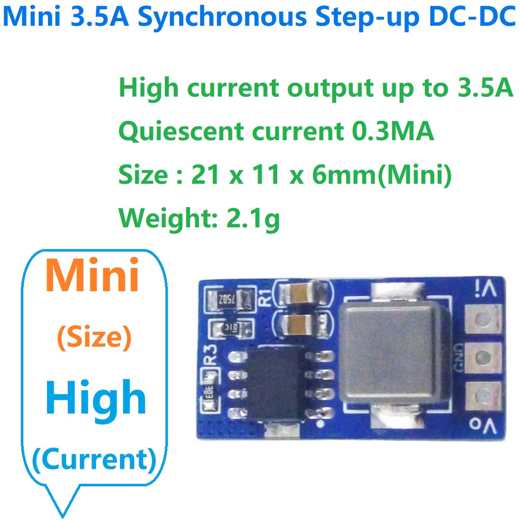 ND3A05SD 17W Synchronous Boost Converter – 2.4-4.5V to 5V/3.5A Step-Up DC-DC Module with 91% Efficiency for Arduino ESP32 Li-ion Battery