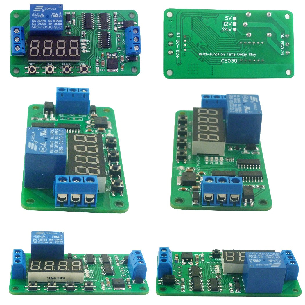 CE030 18-Mode Multifunction Timer Relay – DC 5-24V 10A Programmable Delay Switch with 0.1s-270h Adjustable Time for PLC Smart Home