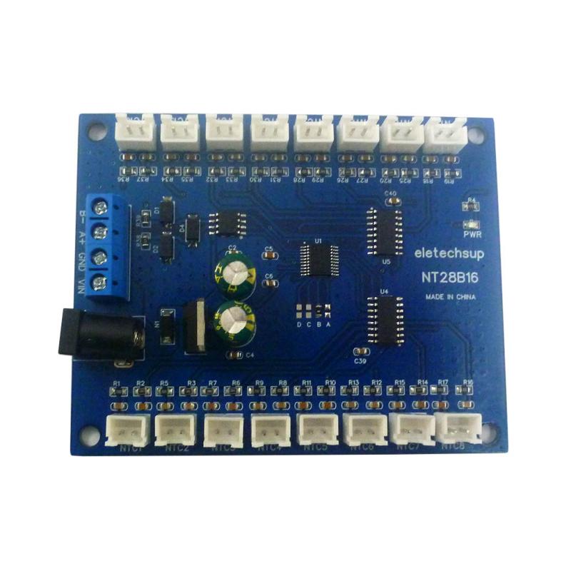 NT28B16 16CH RS485 Temperature Collector – Modbus RTU Paperless Recorder with 10K/20K/50K/100K B3950 NTC Sensor for PLC SCADA