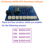 NT28B16 16CH RS485 Temperature Collector – Modbus RTU Paperless Recorder with 10K/20K/50K/100K B3950 NTC Sensor for PLC SCADA