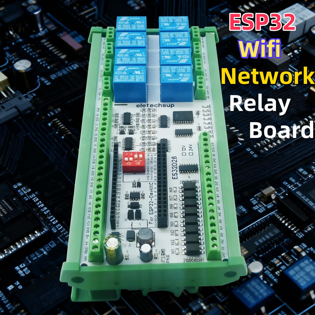 ES32D26 ESP32 Industrial IO Board – 8AI 8DI 8DO 2AO WiFi Relay Module with 4-20mA/0-10V for Smart Home IoT Simple PLC