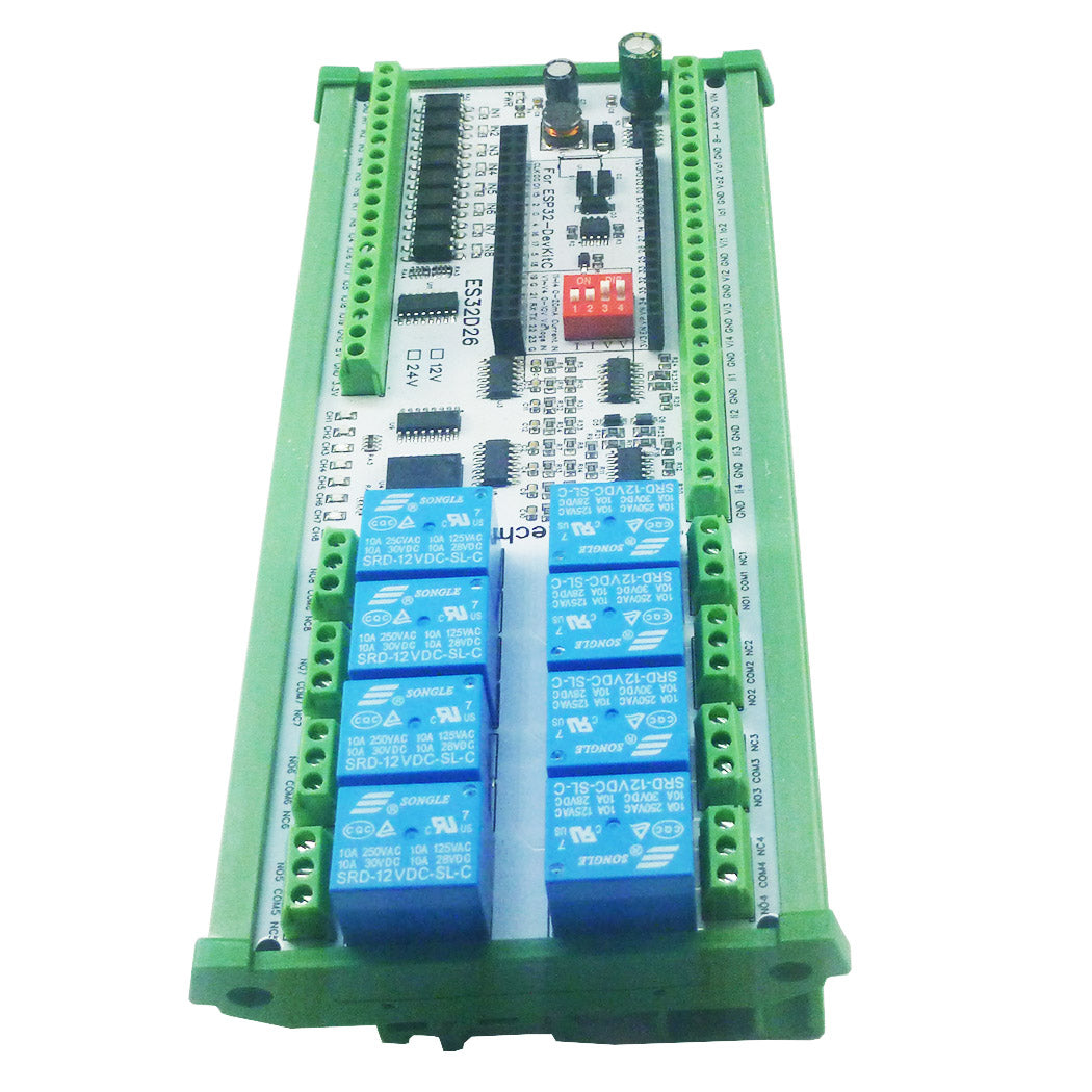 ES32D26 ESP32 Industrial IO Board – 8AI 8DI 8DO 2AO WiFi Relay Module with 4-20mA/0-10V for Smart Home IoT Simple PLC
