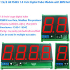 DM18A01 DM18B02 DM18C04 1.8 RS485 Modbus RTU LED Display Module – DC 12V/24V Digital Tube Panel Meter for PLC HMI Industrial Automation