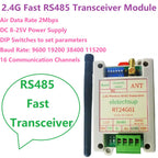 RT24G01 2Mbps 2.4G Wireless RS485 Transceiver – 20dBm DIN Rail DTU Module with DIP Switch & Modbus RTU for PLC Industrial Automation