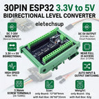 DNLCB30 ESP32 3.3V 5V Bidirectional Level Converter High Speed 1MHz IO Shifter for UART SPI I2C ESP32 30P Expansion Board Din Rail Mount
