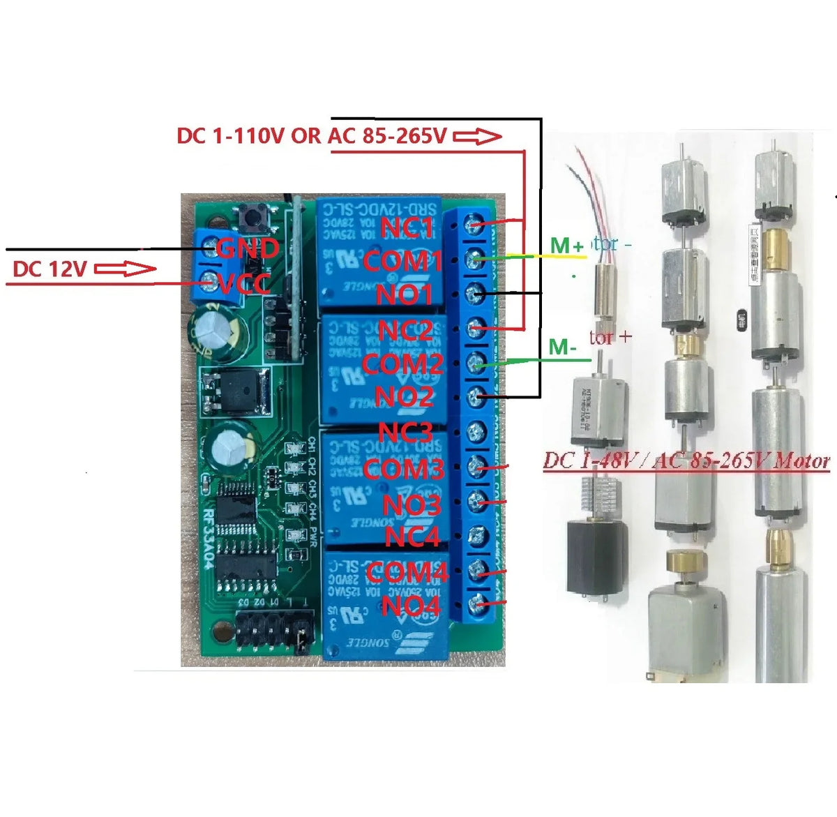 RF33A04 RC43A04 433MHz 4CH Rolling Code Remote Control – HCS301 Keeloq Keyfob Transmitter for Garage Door Motor Gate LED Smart Home